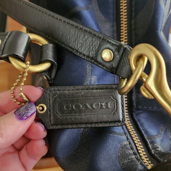 COACH CAMBPELL SIGNATURE METALLIC SATCHEL - Picture 7 of 11